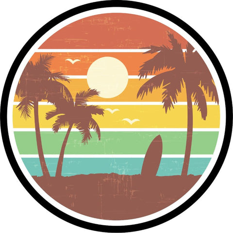 Vintage Beach + Surfboard Spare Tire Cover for Campers, Jeeps, & More