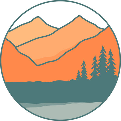 Vintage Trees and Mountains - Teal + Orange Spare Tire Cover