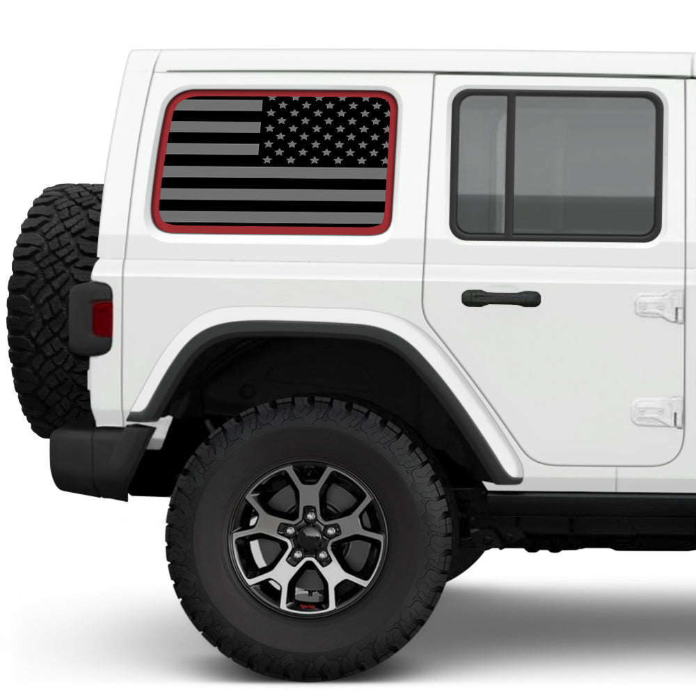 Blackout Red Outline Side Windows Printed Vinyl Decal