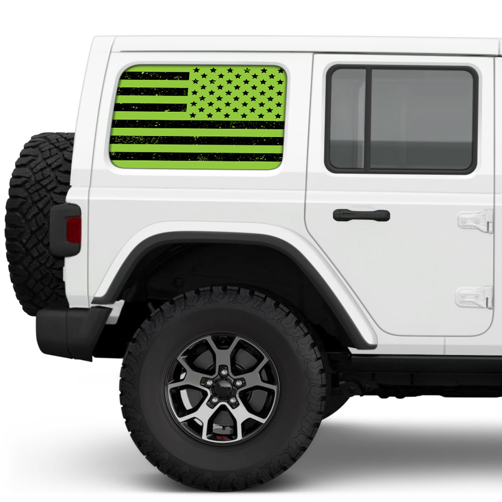 Distressed Lime Green Side Windows Printed Vinyl Decal