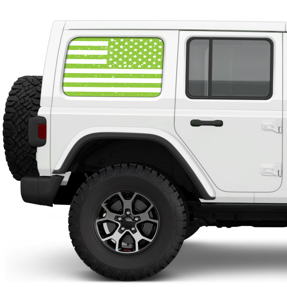 Distressed White & Green Side Windows Printed Vinyl Decal