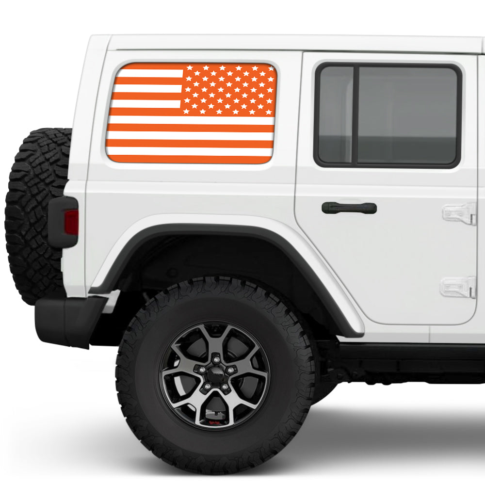 White & Orange Side Windows Printed Vinyl Decal