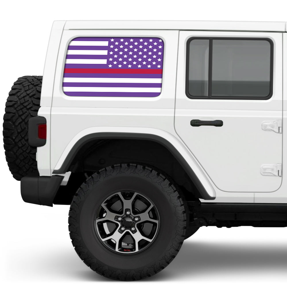 White & Purple Thin Red Line Side Windows Printed Vinyl Decal