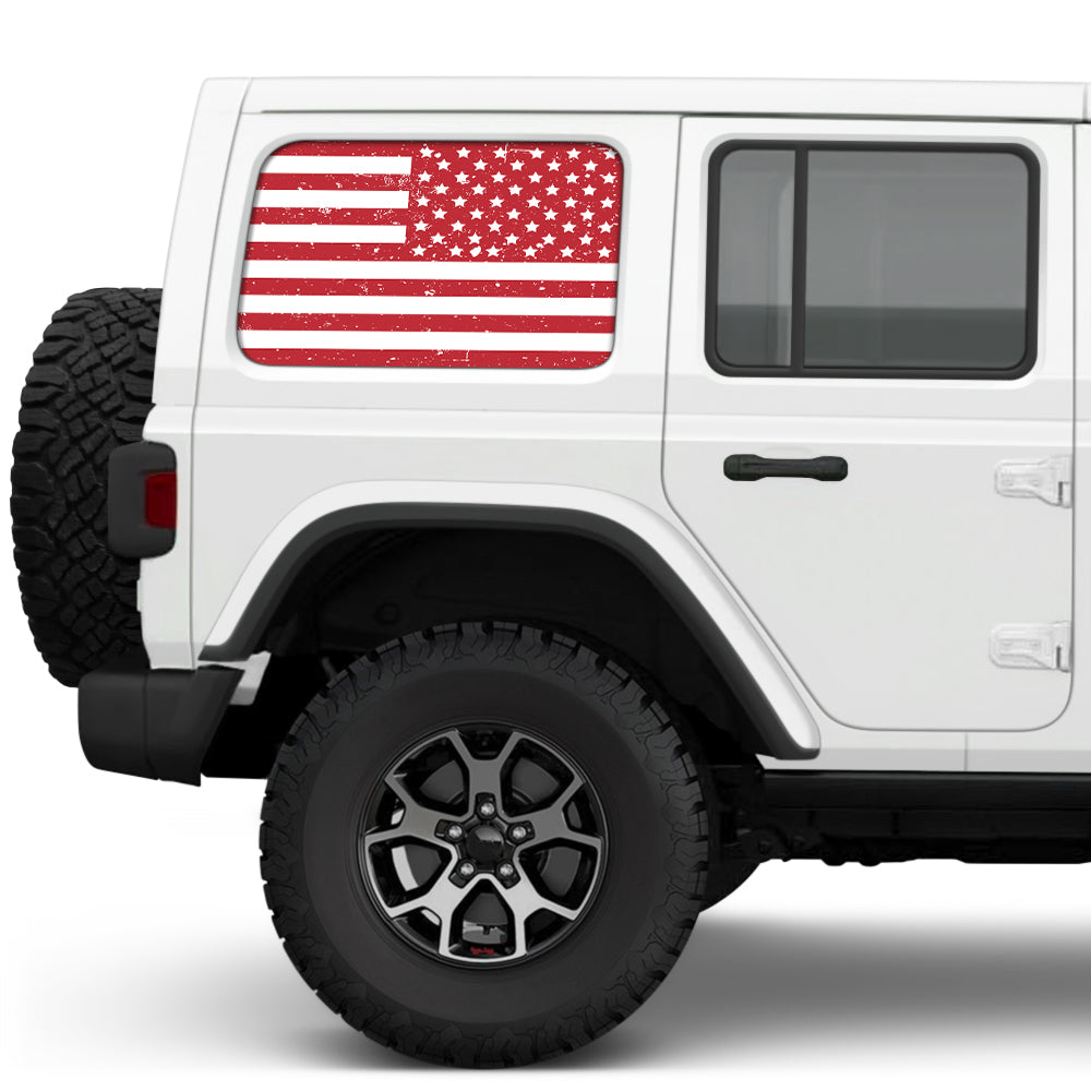 Distressed White & Red Side Windows Printed Vinyl Decal