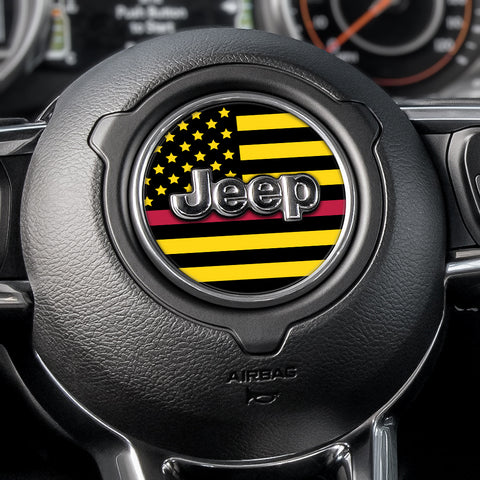 Black & Yellow Thin Red Line Steering Wheel Decal