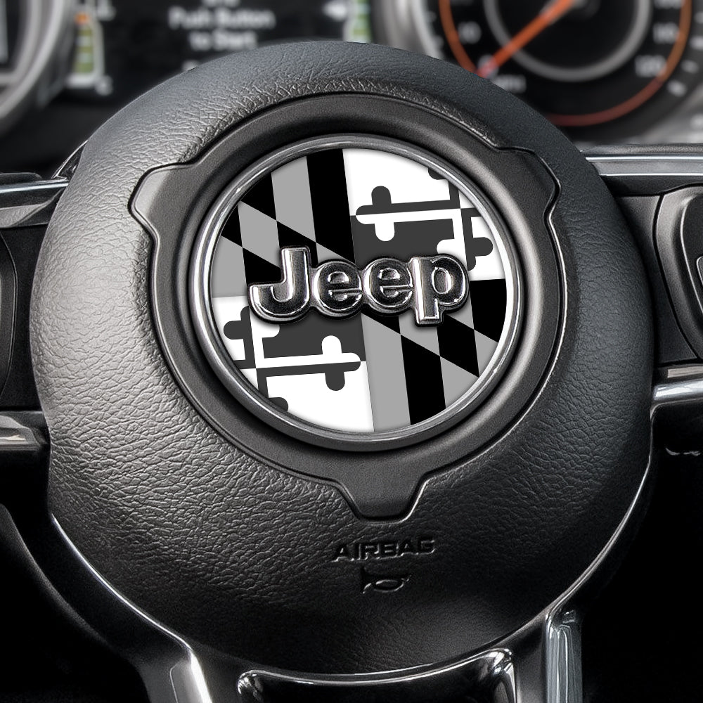 Maryland Greyscale State Flag Steering Wheel Decal