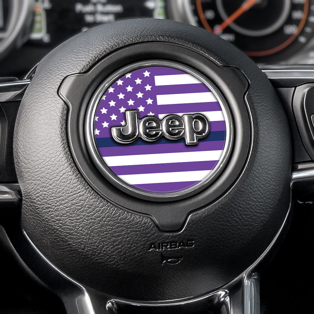 White & Purple Thin Blue Line Steering Wheel Decal