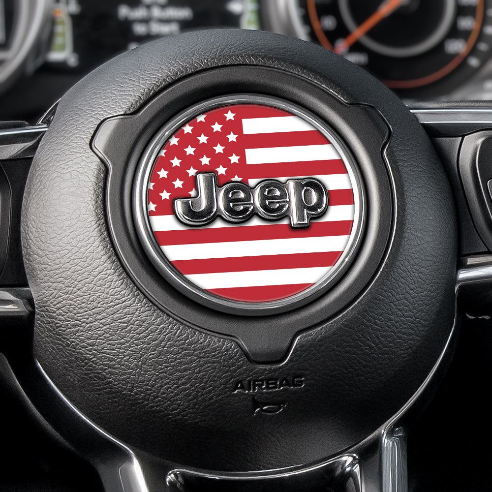 White & Red Steering Wheel Decal