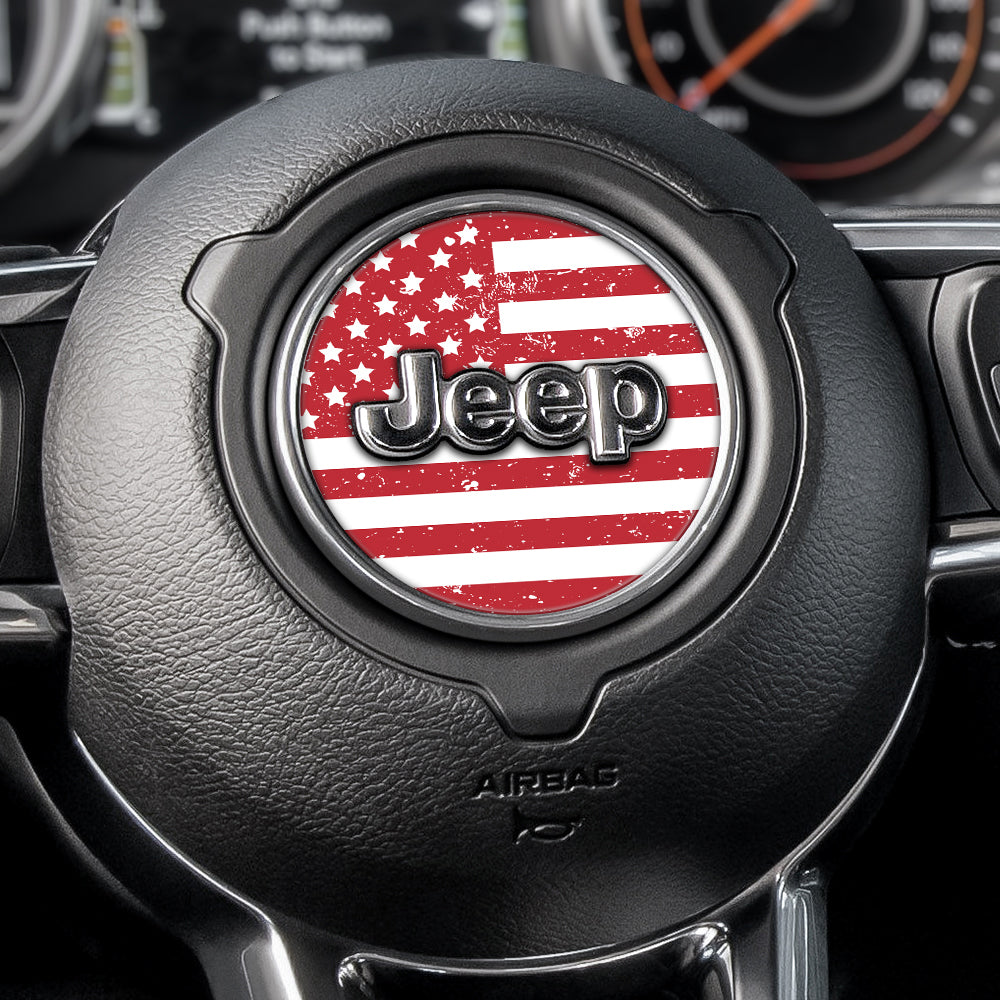 Distressed White & Red Steering Wheel Decal