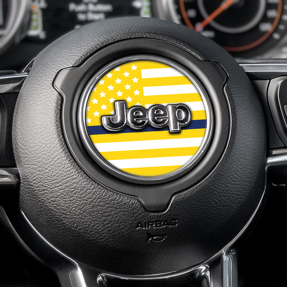 White & Yellow Thin Blue Line Steering Wheel Decal