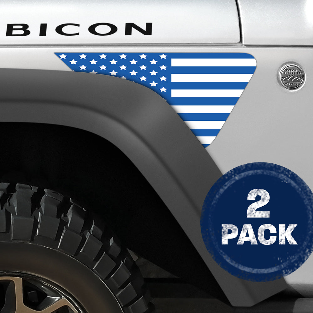 White and Blue Flag 2pc Vinyl Fender Decal
