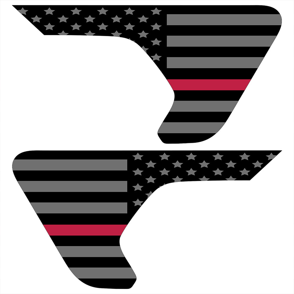 Blackout Thin Red Line Flag 2pc Vinyl Fender Decal