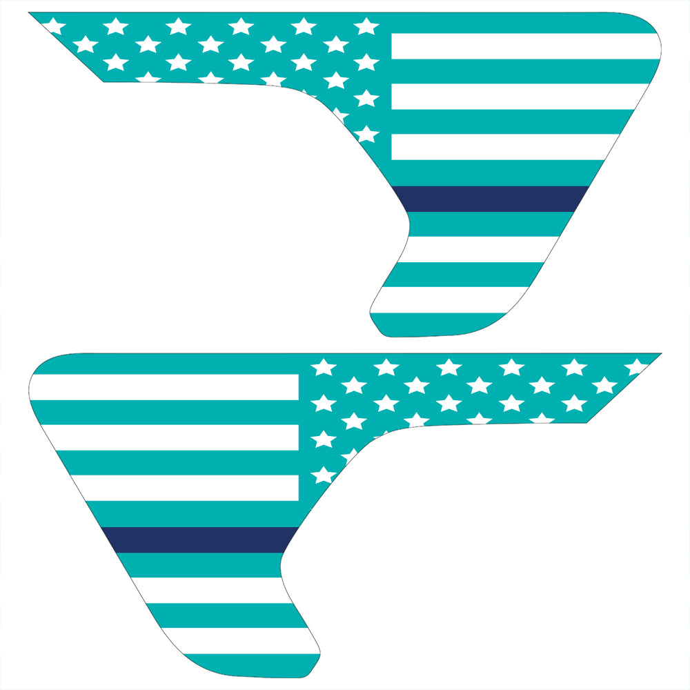 White & Light Blue Thin Blue Line Flag 2pc Vinyl Fender Decal