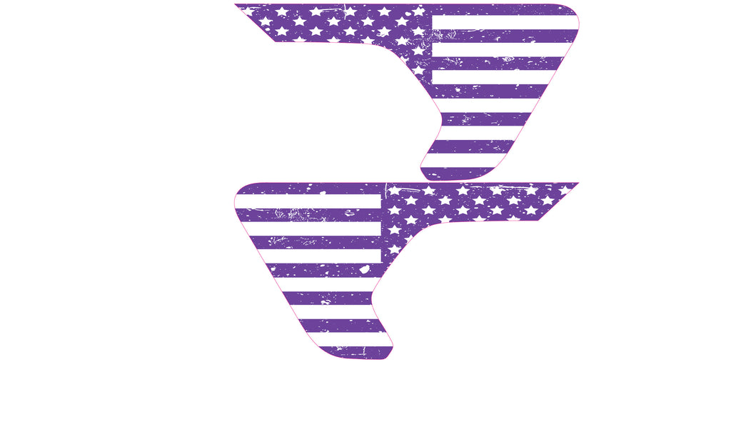 White and Purple Distressed Flag 2pc Vinyl Fender Decal