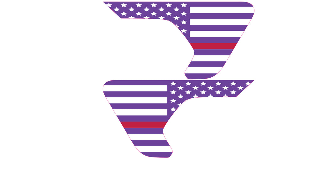 White and Purple Thin Red Line Flag 2pc Vinyl Fender Decal