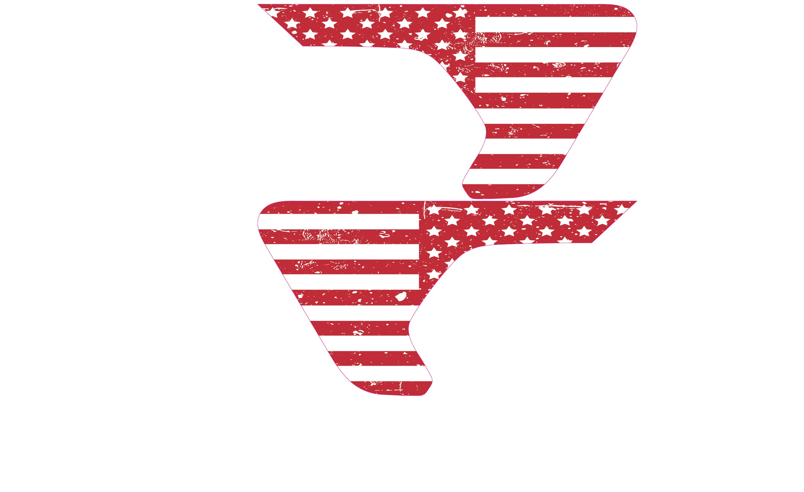 White and Red Distressed Flag 2pc Vinyl Fender Decal