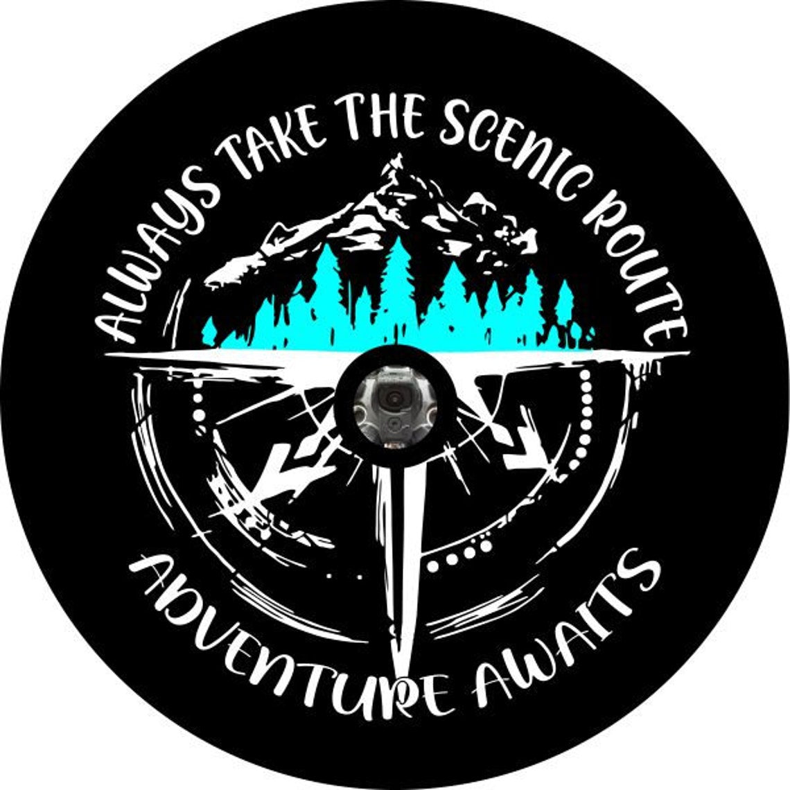 Always Take The Scenic Route / Adventure Awaits - Mountains & Compass