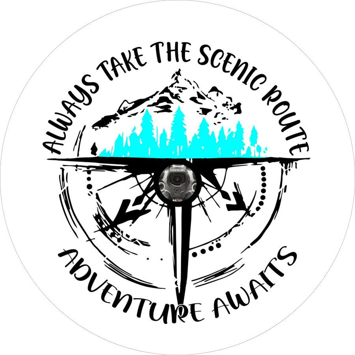 Always Take The Scenic Route / Adventure Awaits - Mountains & Compass