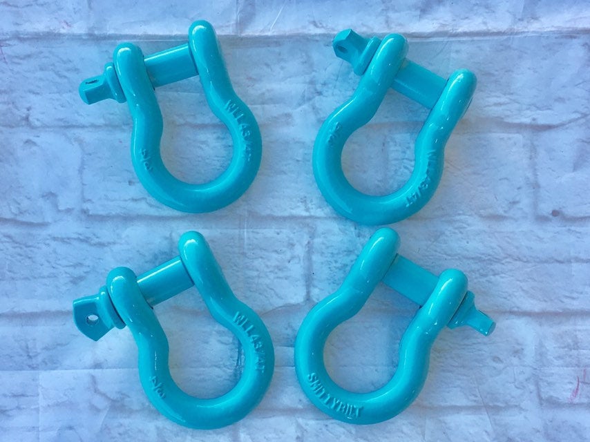 Powder Coated 3/4" D-ring Bow Shackles. Set of 2