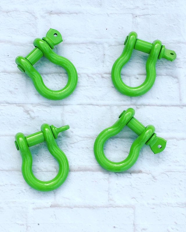 Powder Coated 3/4" D-ring Bow Shackles. Set of 2