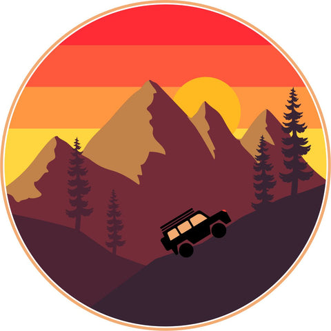 Vintage SUV in the Mountains Spare Tire Cover | Jeep, Bronco, RV, Camper, Trailers